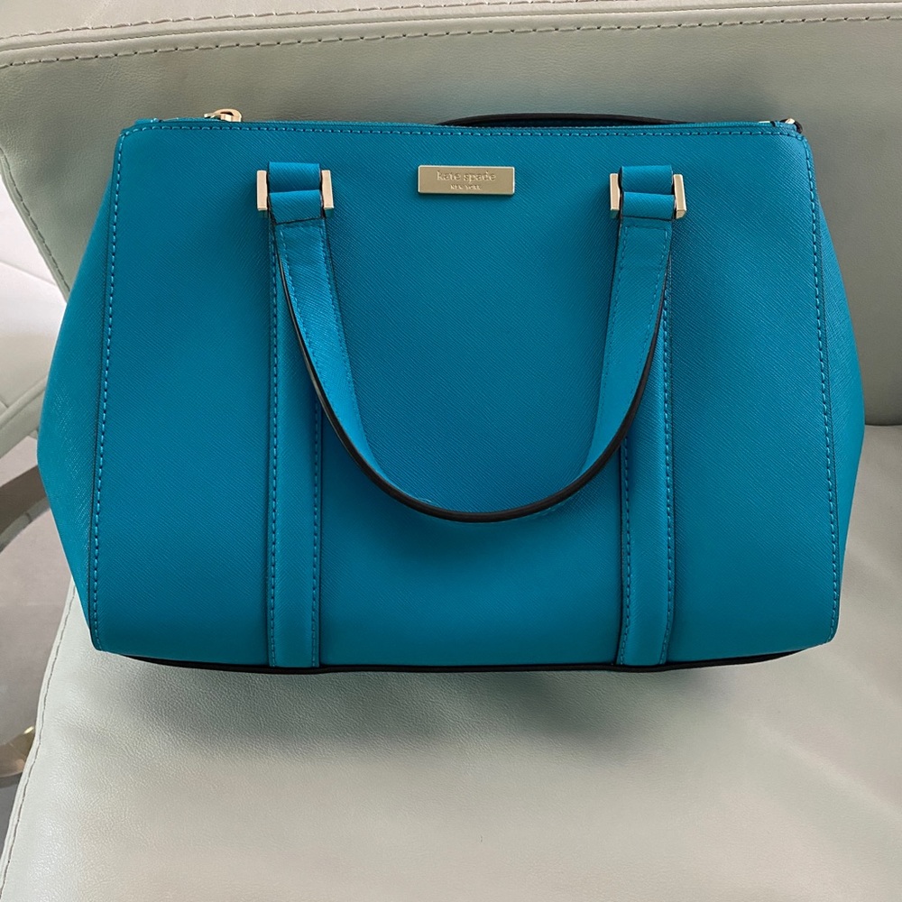 Kate spade turquoise blue crossover brand new purse tote bag zipper pockets